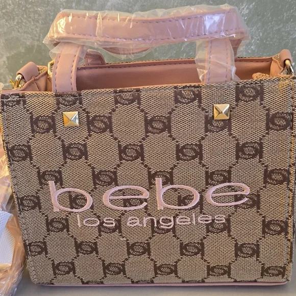 bebe Talulla Mini Satchel Blush Monogram Logo Crossbody Shoulder Bag NWT - Picture 3 of 12